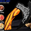 Authentic Viking Axe-Style Handmade Pizza Cutter with Durable Leather Sheath for Safe Storage