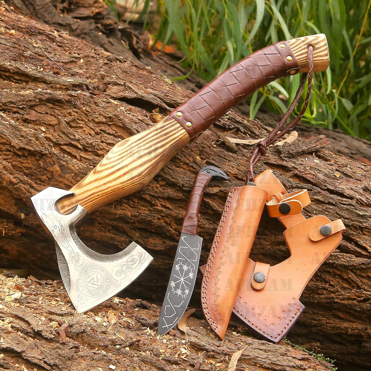 Handmade Axe with Knife Set