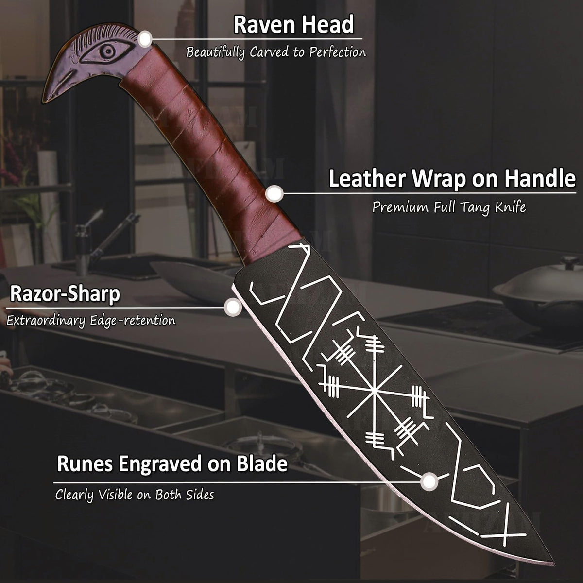 handmade Knife With Raven's Head Hilt 