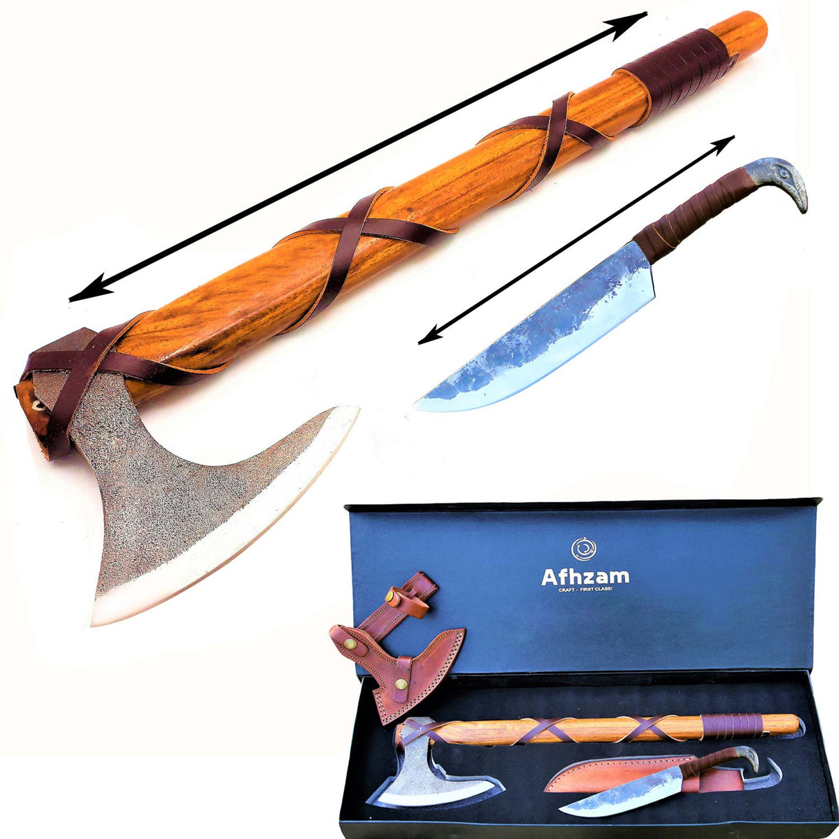 Viking Axe Hunting Camping Hatchet with Gift Viking Knife