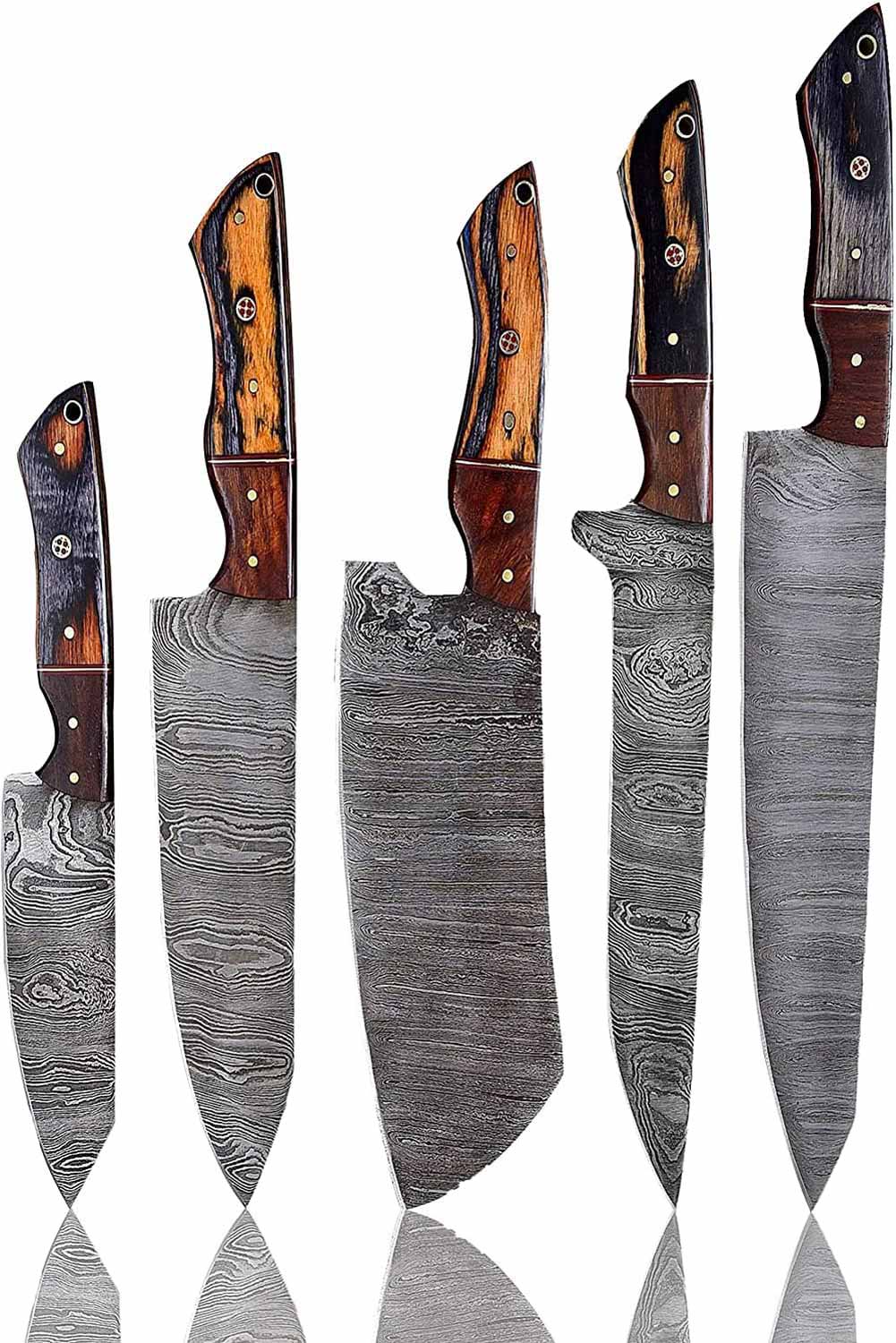 5Pcs Chef Kitchen Knives Set Damascus Steel with Bag